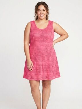 Suzy Shier Textured Fit‑and‑Flare Dress – Size 3X | Vacation | Summer Coral